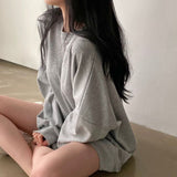 Fashionkova Vintage Solid Color Oversized Sweatshirt