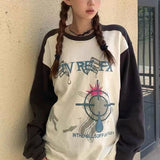 Fashionkova Vintage Contrast Color Splice Sweatshirt