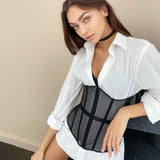 Fashionkova valentine's day aesthetic Women Mesh Corset Wide Waist Cummerbunds Elastic Corset Bodycon Fashion Striped Belts Sexy Ladies Clothing Accesoories