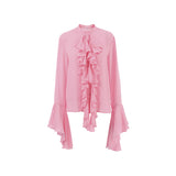 Fashionkova party look inspos Women Chiffon Ruffled Long Sleeve Shirt Fasion New O Neck Cardigan Blouse Female Spring Summer Casual High Street Outerwear