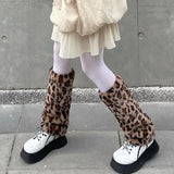 Fashionkova  Nye Outfit Leopard Fur Boot Socks Y2K Plush Leg Warmers Thigh High Sexy Leg Covers Harajuku Boot Cuffs Socks Lolita Thigh Garter Socks