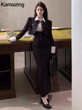 Fashionkova Valentine's Day Aesthetic Y2K 3-piece Set Women Crop Coat Blazer White Shirt Halter Sleeveless Bodycon Midi Dress Autumn New Female Korean Chic Outfits
