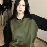 Fashionkova Vintage Raglan Long Sleeve Oversized Sweatshirt