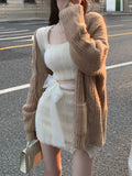 Fashionkova  party look inspos Autumn Sweater Knitted Suits Female Elegant 2 Piece Skirt Sets Korean Fashion Even Party Y2k Mini Dress Office Lady Short Skirts