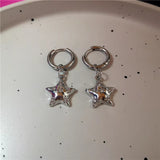 Fashionkova Stainless Steel Spiral Vortex Star Hollow Thorns Love Heart Pendant Hoop Earrings For Women Men Fashion Cool Punk Rock Jewelry