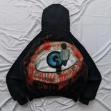 Fashionkova  Y2k 2024 American Eye Patchwork Hoodie New Y2k Harajuku Street Trend Niche Dark Retro Casual Long-sleeved Sweatshirt Demon