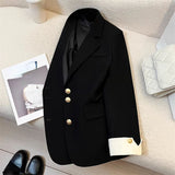 Fashionkova Matakawa Women Blazers Contrast Color Korean Fashion Spring Autumn Chic Blazer Feminino Sweet Simple Elegant Ropa De Mujer Outfit Ideas