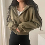Fashionkova Solid Color Oversized Cropped Hoodie