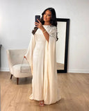 Fashionkova party look inspos Elegant Satin Prom Gowns Saudi Arabic Simple Prom Gown Women Full Sleeve A Line Evening Dress Ladies Formal Gowns Outfit Dresses