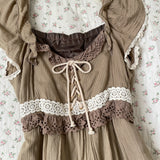 FashionKova-Fashion Y2K Summer Vintage Skirt Sexy V-neck sleeveless Brown Dress New Holiday Beach slim-fit lace mini dress Streetwear emo