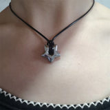 Fashionkova Korean Fashion Punk Hollow Titanium Steel Star Pentagram Pendant Necklace for Women Men Black Rope Chain Choker Y2k EMO Jewelry