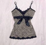FashionKova-Sweet Y2k Polka Dot Slim-fit lace Trim V-neck halter tops Women's bow asymmetrical chic Camis hot Sweet Chic retro Streetwear