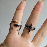 Fashionkova Punk Exaggerated Geometric Irregular Black Red Cross Ring Gothic Women Men Couple Aesthetic EMO Jewelry Y2K Grunge Accessories