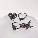 Fashionkova 2025 Trendy Game Love And Deepspace Sylus Cosplay Black Crow Rings Jewelry Punk Charm Hip Hop Accessories Halloween Prop