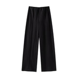 Fashionkova party look inspos Fashion Solid Long Pant Set for Women Casual O Neck Long Puff Sleeve Pullover Wide Leg Trousers Suit Female Commuter 2Pcs Outfit
