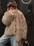 Fashionkova party look inspos Elegant Thicken Fur Coat For Women Fashion Warm Stand Up Collar Coats Casual Solid 2023 Winter Long Sleeves Ladies Faux Fur Coat