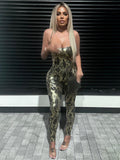 Fashionkova Jumpsuit Backless Cross Straps Sexy Shinning Vocation 2024 Spring Summer For Women'S Clothing Party Clubwear