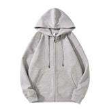Fashionkova Solid Color Oversized Zip Up Loose Hoodie
