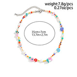 Fashionkova Boho Multicolor Handwoven Seed Beads Beaded Flower Choker Trend Y2K Imitation Pearl Collar Necklace Women Party Jewelry