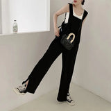 Fashionkova  Party Outfit  Summer Thin Draped Jumpsuits Women Korean Loose Straight Maxi Overalls Woman Fashion Baggy Black Jumpsuit