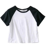 Fashionkova party look inspos Women T Shirts Star Top Pattern Print Casual Fashion Long Sleeve Crop Top Aesthetics T Shirts Patchwork Ladies Skinny Streetwear