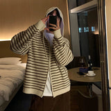 Fashionkova No. 11238 KNITTED ZIP-UP STRIPED HOODIE