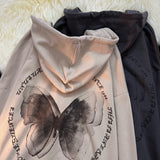 Fashionkova Vintage Butterfly Print Zip Up Hoodie