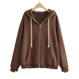 Fashionkova Simple Baggy Zip Up Hoodie