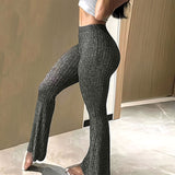 Fashionkova Valentine's Day Aesthetic Autumn Casual Trousers Women Fashion New Streetwear Basic Straight Slim Pants Lady Sexy Solid Simple Versatile Knitted Trousers