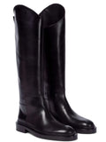 Fashionkova European and American Autumn and Winter Fashionable Round Toe Knee Length Flat Leather Boots, Size 34-46 Women's Knight Boots