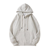 Fashionkova Solid Color Oversized Zip Up Loose Hoodie