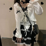 FashionKova-Harajuku Skirt Black Gothic Lolita Hot Girl Summer Skirts Women Vintage Mini Skirt Lace Punk Kawaii Cute Femme 2000s Clothes Y2k