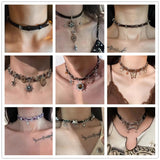 Fashionkova Y2K Star Sun Pendant Brown Plush Leopard Chokers Leather Chain Necklace Women Men Advanced Sense Accessories Aesthetic Jewelry