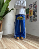 Fashionkova Hip-hop Harajuku Retro Trendy Oversized Striped Sweatpants Men Punk Style Letter Baggy Straight Casual Pants Y2K Streetwear