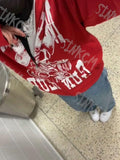 Fashionkova party look inspos Thick Grunge Clothes 2023 New Autumn Winter Red Hoodies Print Couple Sweatshirt Jacket Style Casual Y2k zip Up Hoodie худи
