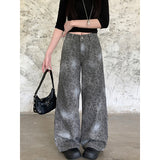 Fashionkova party outfit  Vintage 90s Leopard Print Pantalon Femme Wide Leg Pants Women High Waist Straight Y2k Jeans Casual Fashion Korean  Jean Trousers