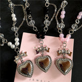 Fashionkova Trendy Heart Locket Pendant Stainless Steel Silver Color Open Photo Frame Charm Necklace For Women Goth Y2K Aesthetic Jewelry