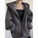 Fashionkova Solid Color Pullover Zip Up Oversized Hoodie