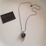 Fashionkova Gothic Trendy Y2K Black Cross Love Heart Pendant Rope Chain Necklace For Women Men Fashion Hip Hop Rave Gift Jewelry Accessories