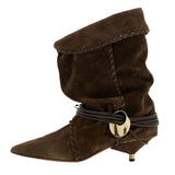 Fashionkova Autumn and Winter New Women's 5cm Thin Heel Short Boots Fashion Pointed Wide Tube Folding Stacked Boots Women's Ankle Boots