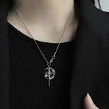 Fashionkova New Y2K Cuban Figaro Chain Star Moon Pendant Necklace Men Punk Black Zircon Chain Choker Necklace For Men Jewelry Gifts