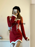 Fashionkova  party look inspos White Y2k Mini Dress Party Women Casual Fur Knit Dress Lolita Female Kawaii Clothing Vintage One Piece Dress Korean 2025 Spring
