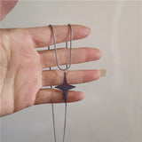 Fashionkova Punk Star Pendant Chain Necklace For Men Women Hip Hop Cool Beads Neck Y2K Jewelry