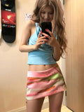 Fashionkova Y2k Aesthetic Mini A-Line Skirt Pink Printing Streetwear Saldas Mujer Moda 2025 Harajuku Zipper Grunge Skirts Women Summer Saia