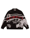 Fashionkova party look inspos Men's Pullovers Sweaters Creative Stripes Women's Knitted Streetwear Maiden Oversized Harajuku O Neck Knitwear Men Clothing