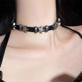 Fashionkova Punk Goth Harajuku Collar Necklace PU Leather Neck Choker For Women Men Jewelry Cool Stuff Couple Y2K Accessories Hot Wholesale