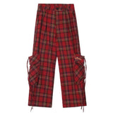 Fashionkova 90's Grunge Plaid Cargo Pants