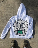 Fashionkova Cartoon Print Fashion High Street Retro Versatile Zipper Hoodie Men Y2k Harajuku Goth Punk Hip Hop Rock Oversized Sweatshirt
