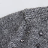 Fashionkova Autumn New Women's Fashion Casual Versatile Round Neck Short Sleeve Jewelry Knitted Cardigan Coat Valentine's Day Aesthetic