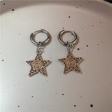 Fashionkova Stainless Steel Spiral Vortex Star Hollow Thorns Love Heart Pendant Hoop Earrings For Women Men Fashion Cool Punk Rock Jewelry